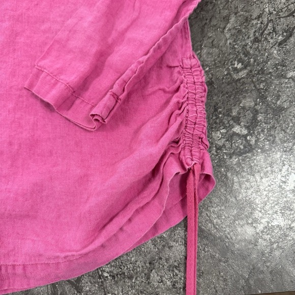 Gap Womens 100 % Linen Ruched‎ Sides V-neck Tunic Beachy Pink Sz XL - Picture 4 of 9
